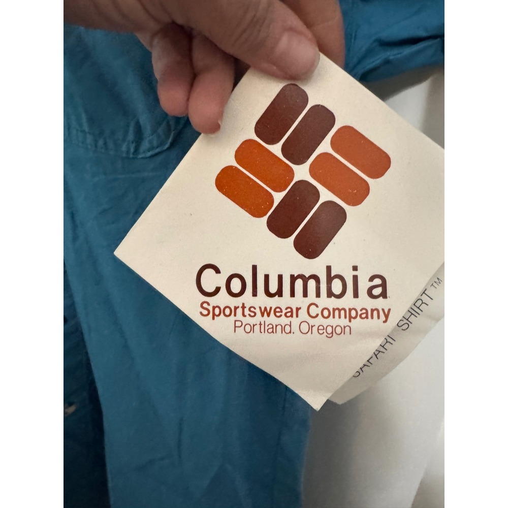 Columbia Sportswear Men's Short Sleeve Safari Shirt Teal Embroidered Duck Size L - Picture 4 of 10
